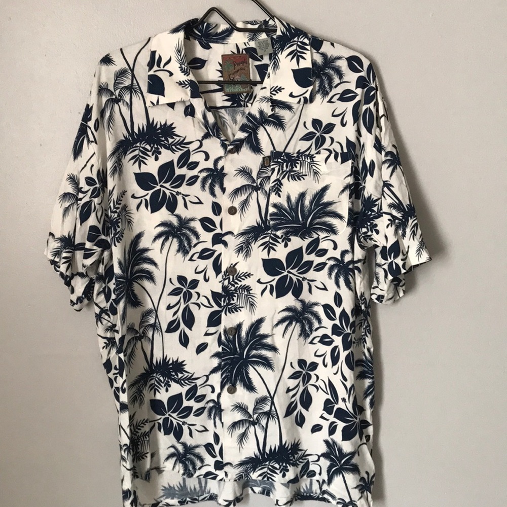 Pineapple connection palm trees button down shirt